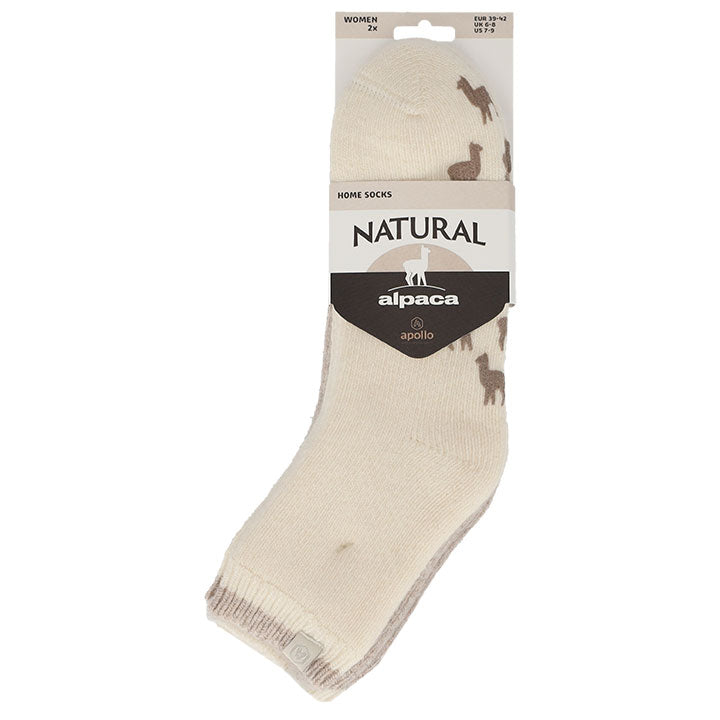 apollo ladies wool home socks alpaca 2-pack 35/38 multi beige