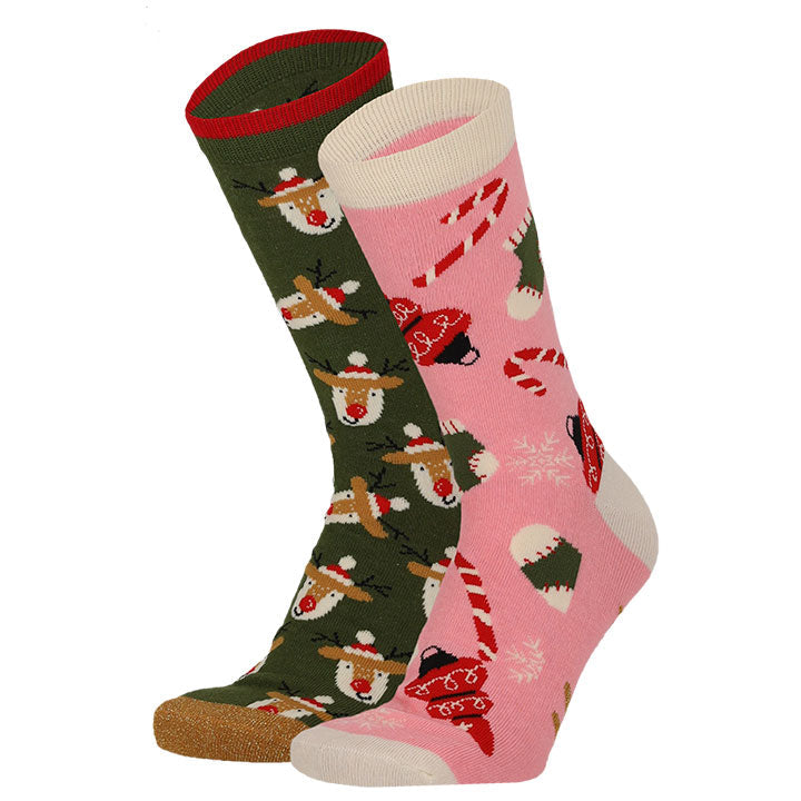 apollo ladies x-mas socks bubble 2-pack 36/41 combi 2 ass 8