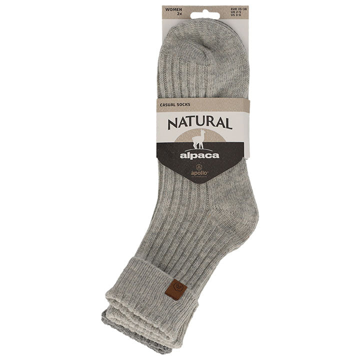 apollo ladies alpaca wool casual socks 2-pack 39/42 multi grey