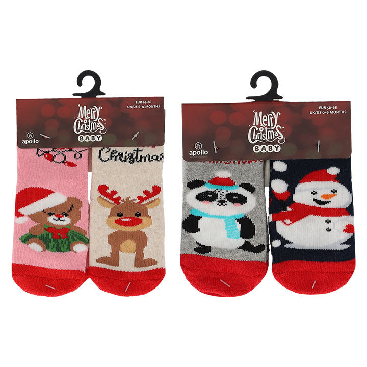 apollo babies slippersocks x-mas 2 pack 74/86 combi 1 ass 5