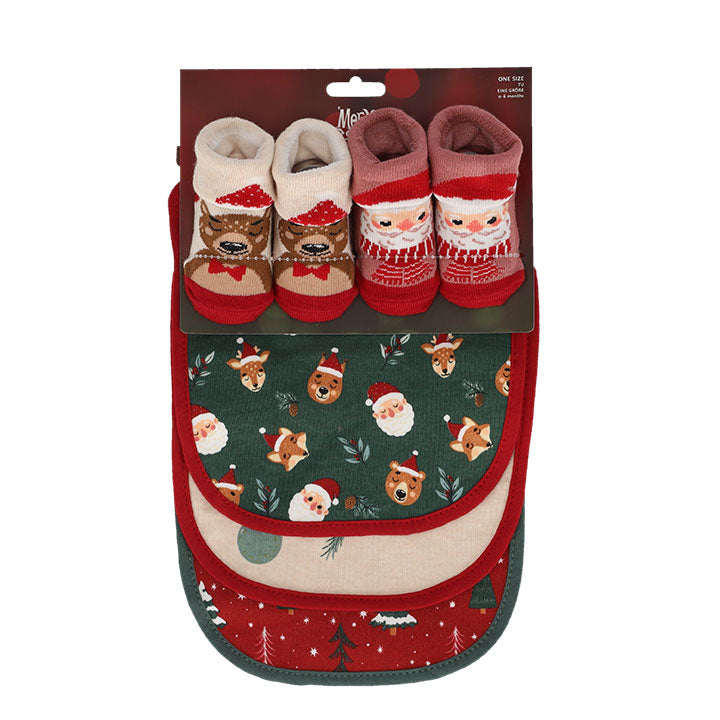 apollo babies x-mas socks + bibs set one size combi b ass 2