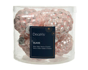 dennenappel glas enamel, matt glitter mix poederroze d.5cm x h.7cm
