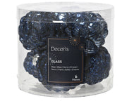 dennenappel glas shiny-matt glitter mix nachtblauw d.5cm x h.7cm