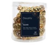 dennenappel glas shiny,matt mix licht goud d.2.5cm x h.6cm