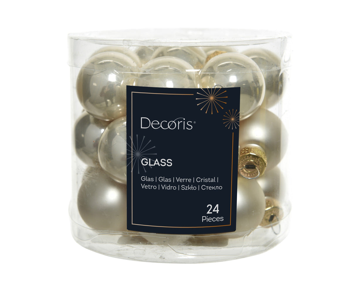 kerstballen glas shiny/mat mix parel d.2.5cm koker a 24 stuks