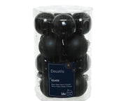 kerstballen glas shiny/mat mix zwart d.3.5cm koker a 16 stuks