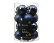 kerstballen glas shiny/mat mix nachtblauw d.3.5cm koker a 16 stuks