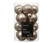 kerstballen glas shiny/mat mix smokey parel d.3.5cm koker a 16 stuks