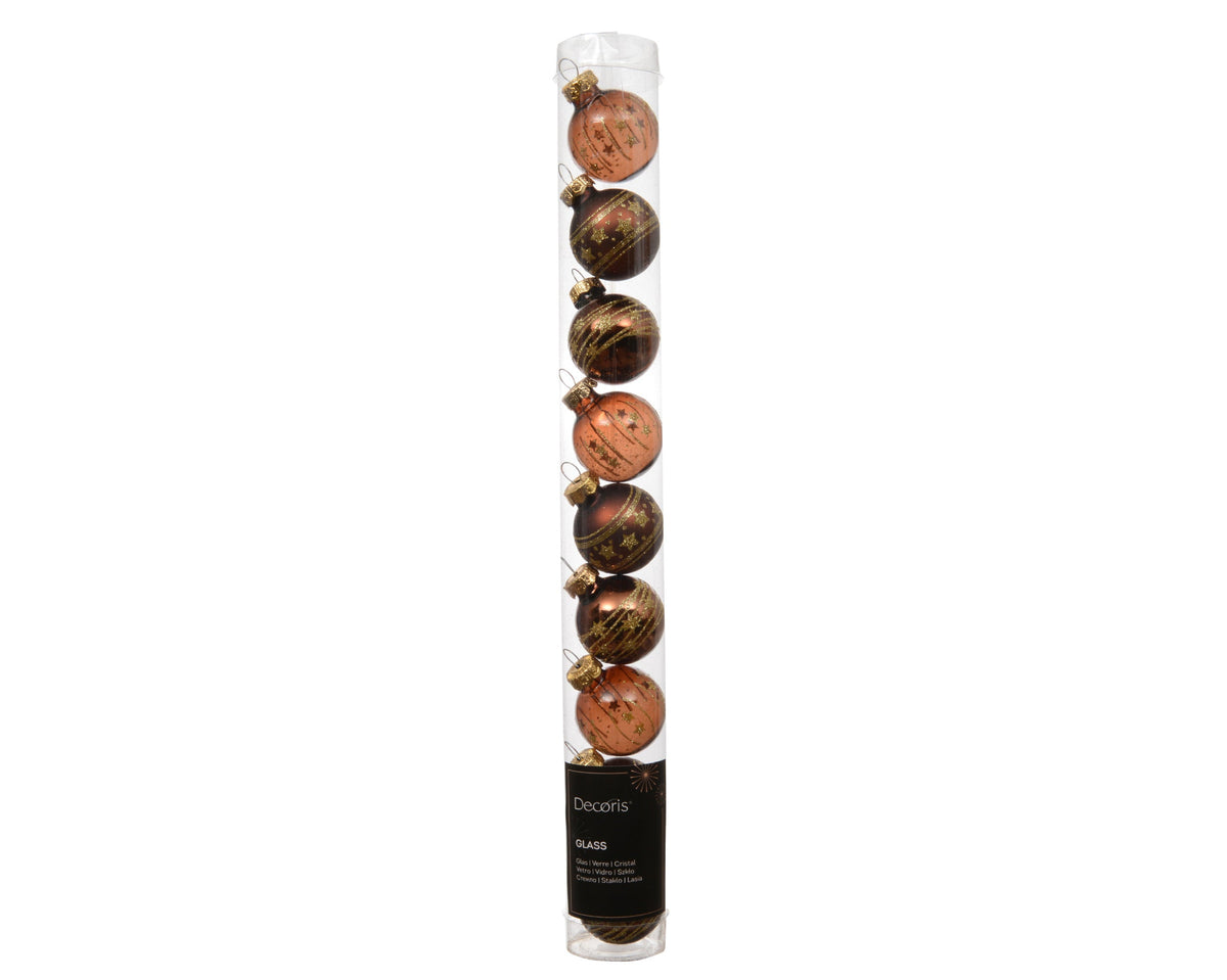 kerstballen glas transparent shiny - matt - shiny 3ass espresso d.3cm