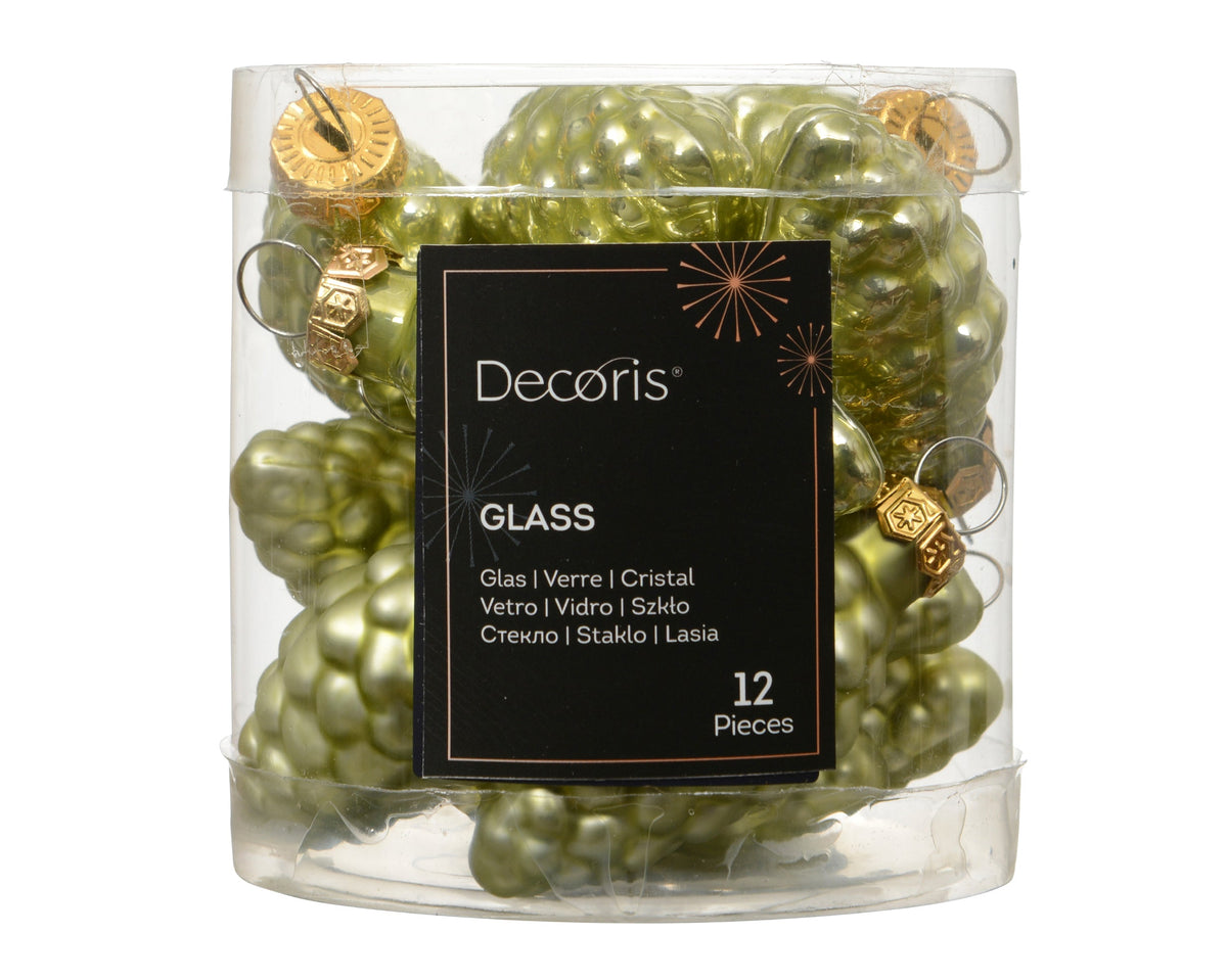 dennenappel glas enamel - matt mix warm pistache d.2.5cm x h.6cm
