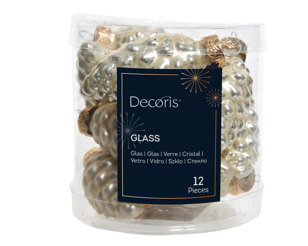 dennenappel glas enamel-matt mix parel d.2.5cm x h.6cm