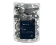 eikel glas shiny,matt silver glitter mix zilver d.3cm x h.4cm