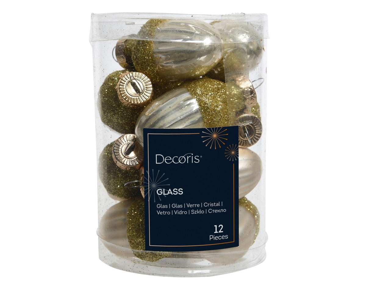 eikel glas enamel-matt gold glitter mix parel d.3cm x h.4cm