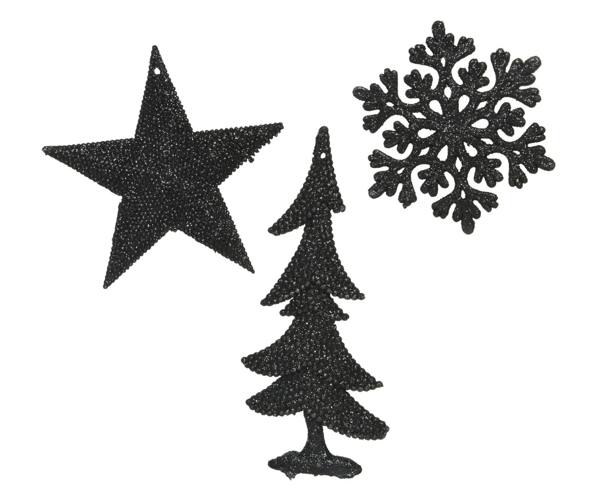 figuren plastic glitter 3ass zwart l.0.8cm x w.10.5cm x h.10.5cm