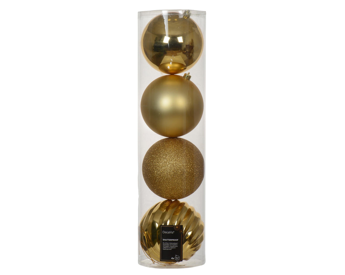 kerstballen shatterpoof d.14cm mixtube a 4 licht goud