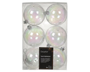 kerstbal polystyreen sh, mt mix transparant/iris d.8cm koker a 6 stuks