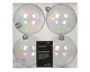 kerstbal polystyreen sh, mt mix transparant/iris d.10cm koker a 4 stuks