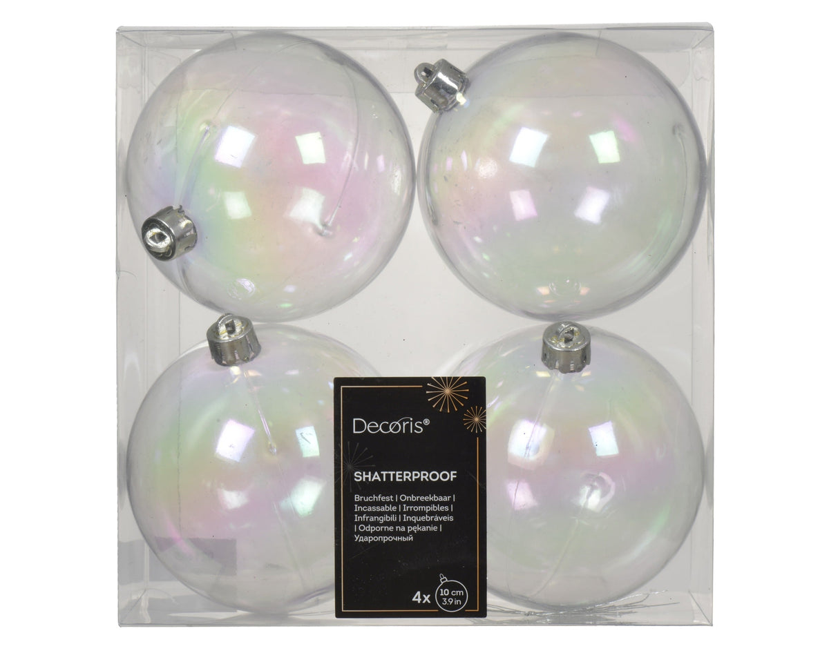 kerstbal polystyreen sh, mt mix transparant/iris d.10cm koker a 4 stuks