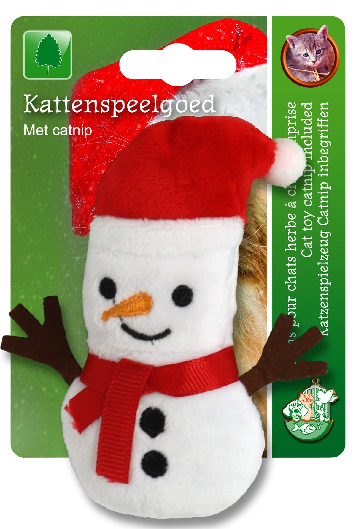 sneeuwpop+ kerstmuts+catnip wit 11cm