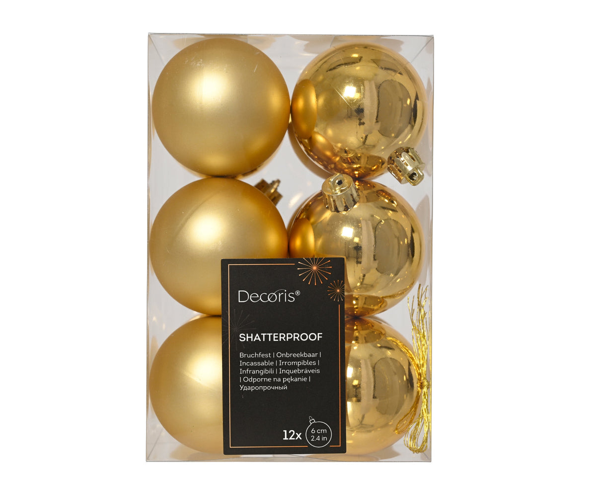 kerstballen polystyreen mix licht goud d.6cm koker a 12 stuks