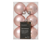 kerstballen polystyreen mix poederroze d.6cm koker a 12 stuks