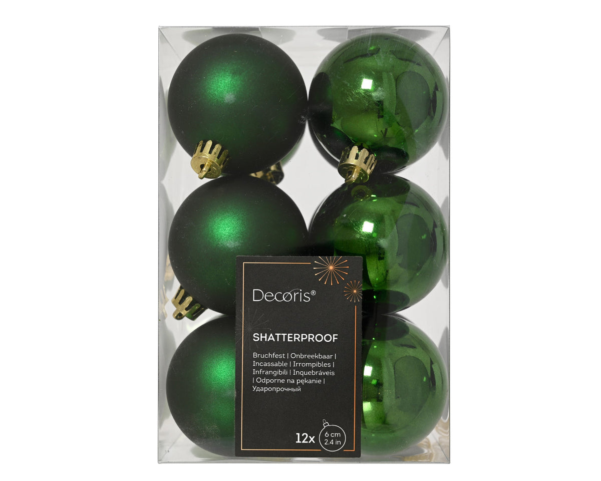 kerstballen polystyreen mix dennengroen d.6cm koker a 12 stuks