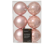 kerstballen polystyreen mix poederroze d.8cm koker a 6 stuks