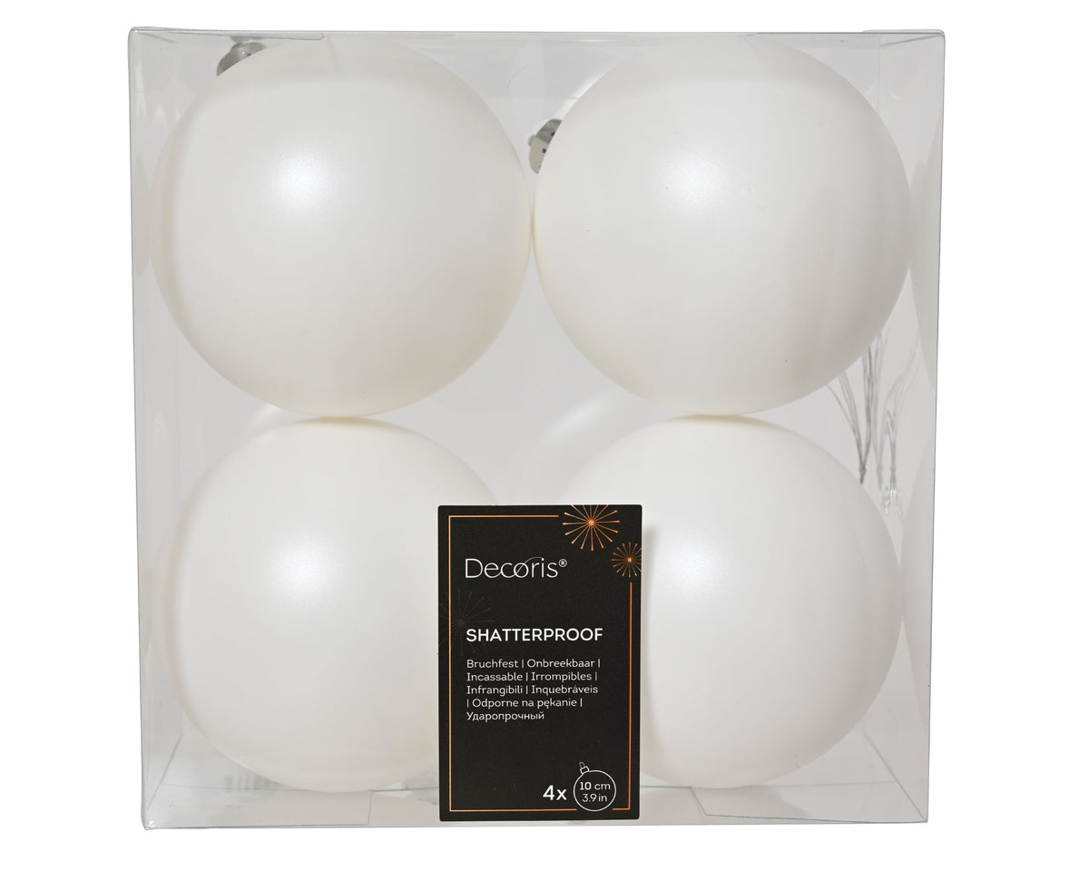 kerstballen polystyreen matt winterwit d.10cm koker a 4 stuks