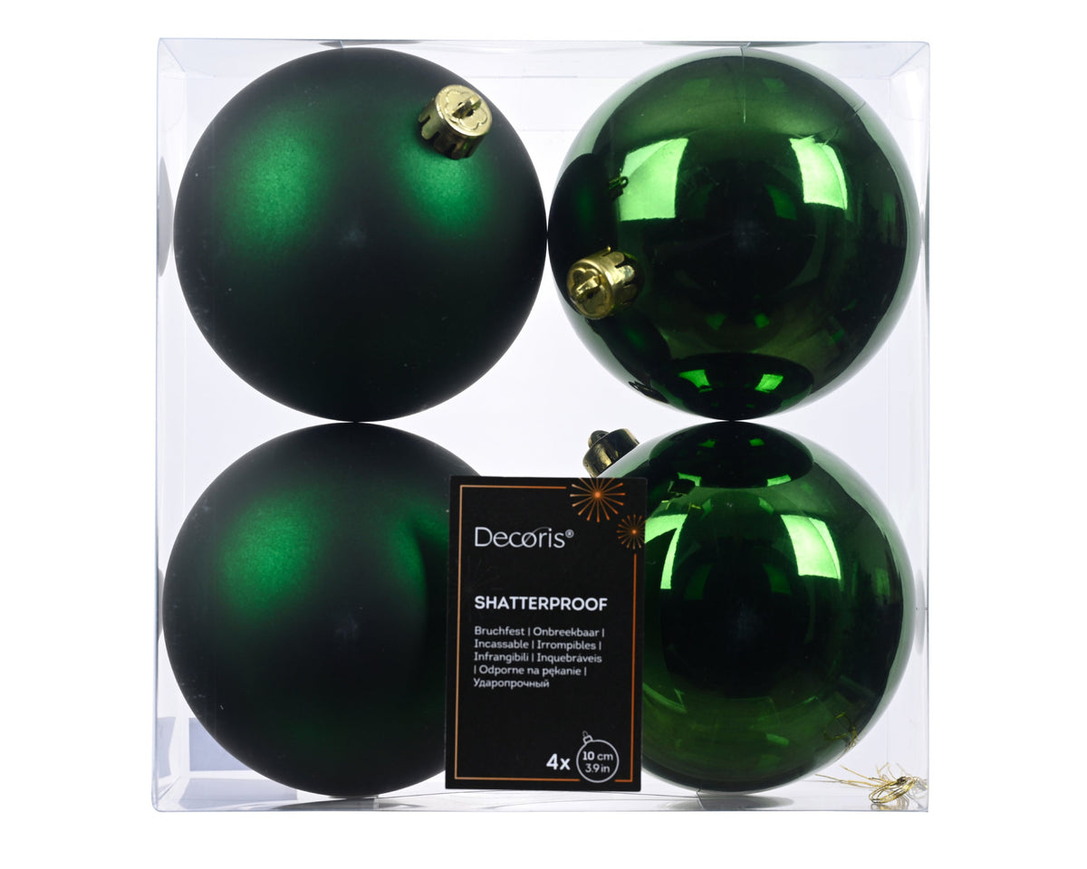 kerstballen polystyreen mix dennengroen d.10cm koker a 4 stuks