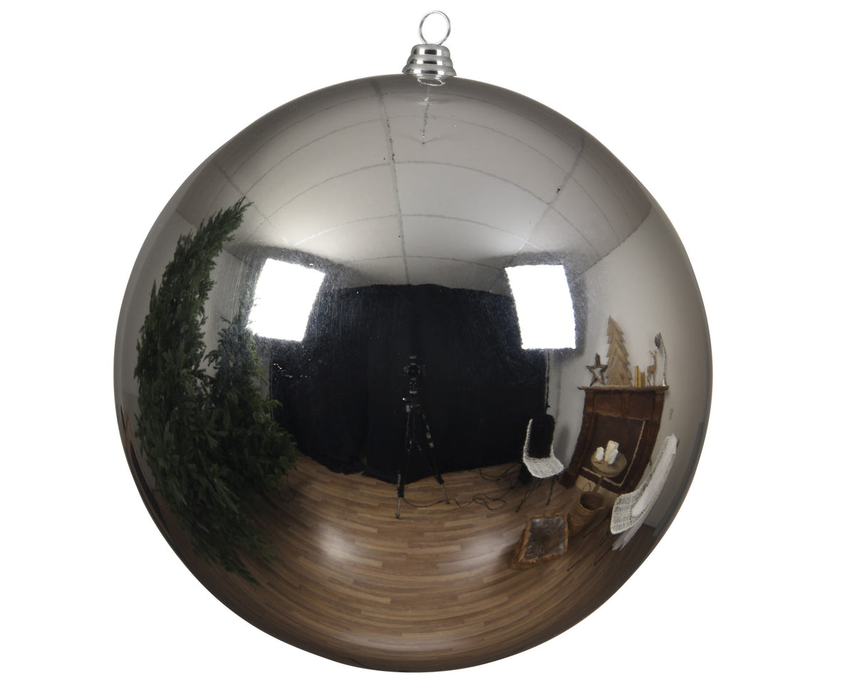 kerstballen polystyreen shiny zilver d.14cm