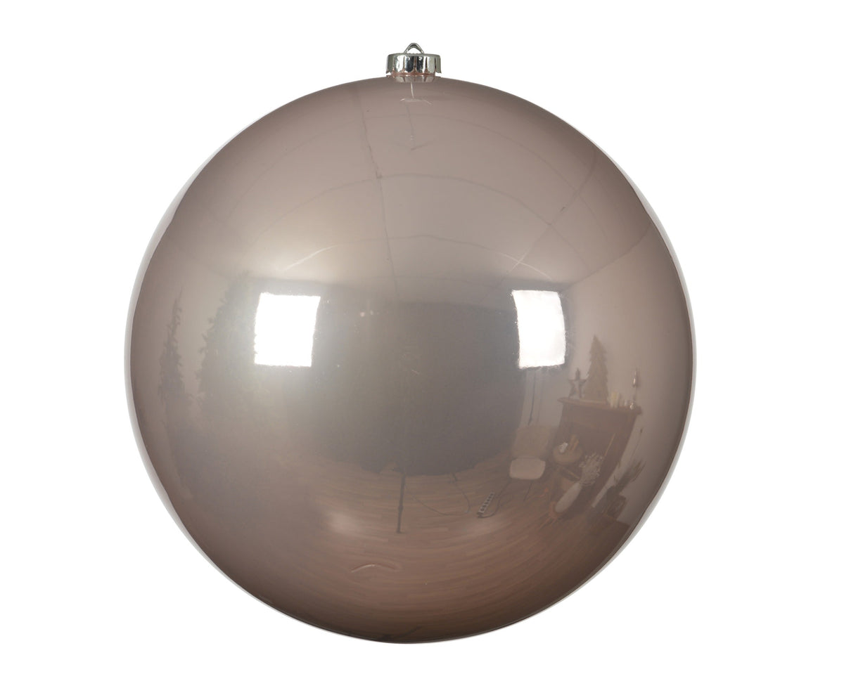 kerstballen polystyreen shiny poederroze d.14cm