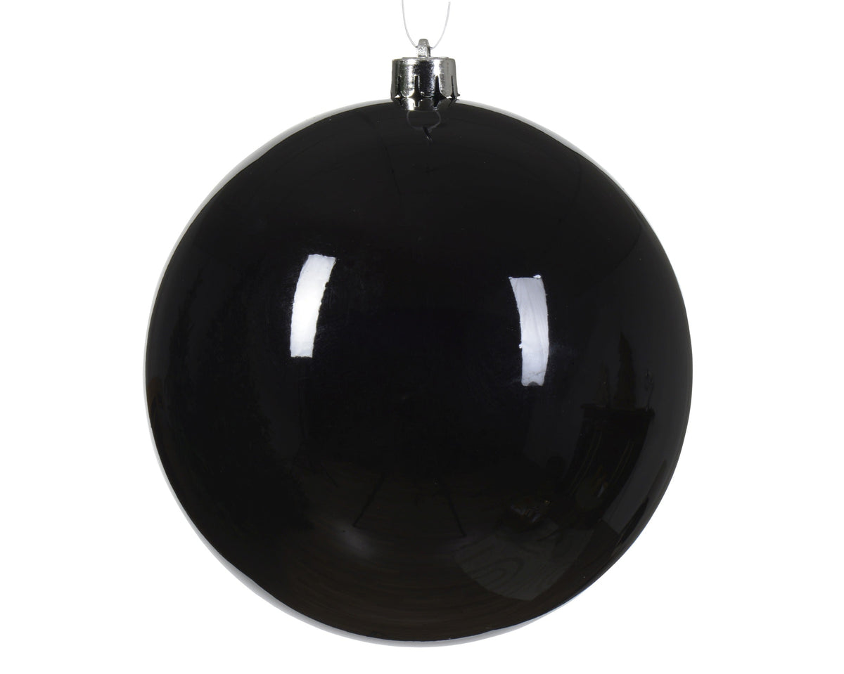 kerstballen polystyreen shiny zwart d.14cm