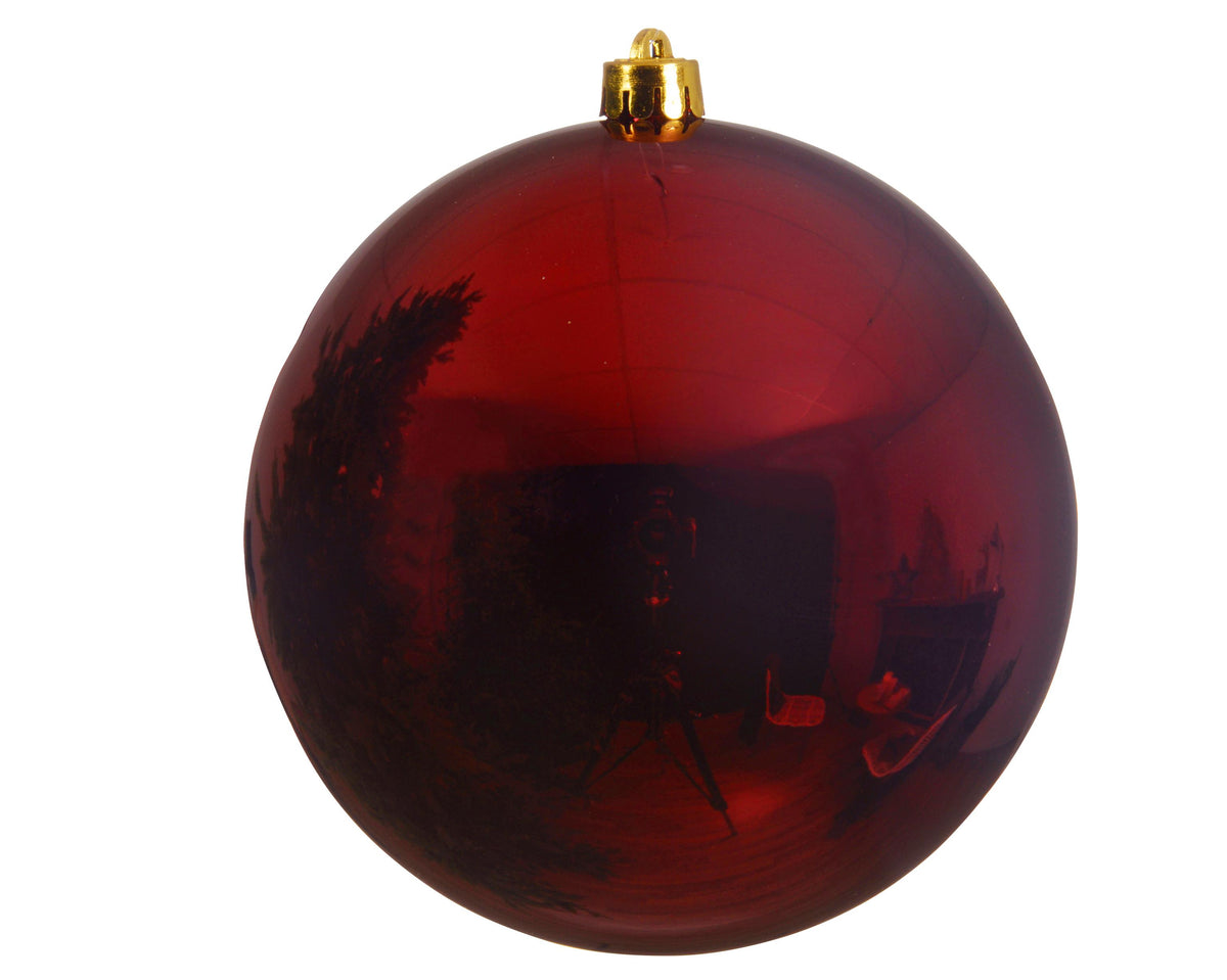 kerstballen polystyreen shiny d.25cm ossenbloed