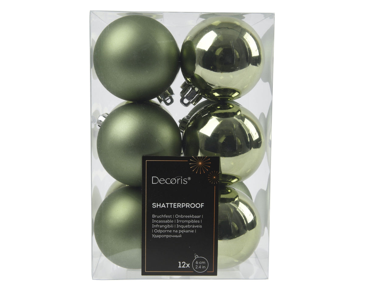 kerstballen polystyreen sh, mt mix rosemarijn d.6cm koker a 12 stuks