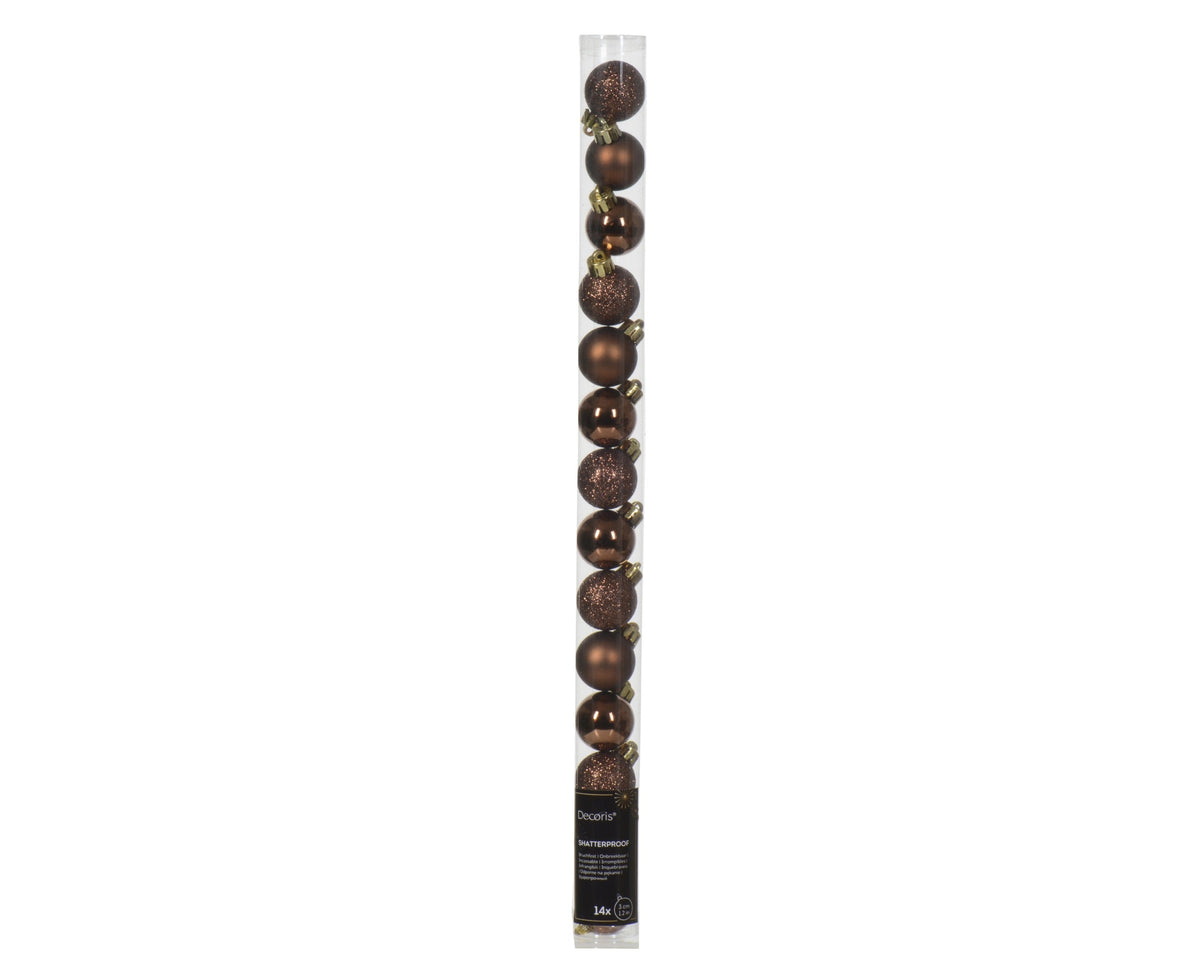 kerstballen polystyreen sh-m-glitter mix espresso d.3cm koker a 12 stuks