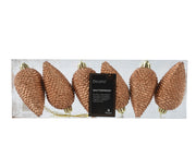 dennenappel polystyreen glitter brandy d.4.5cm x h.8cm koker a 6 stuks