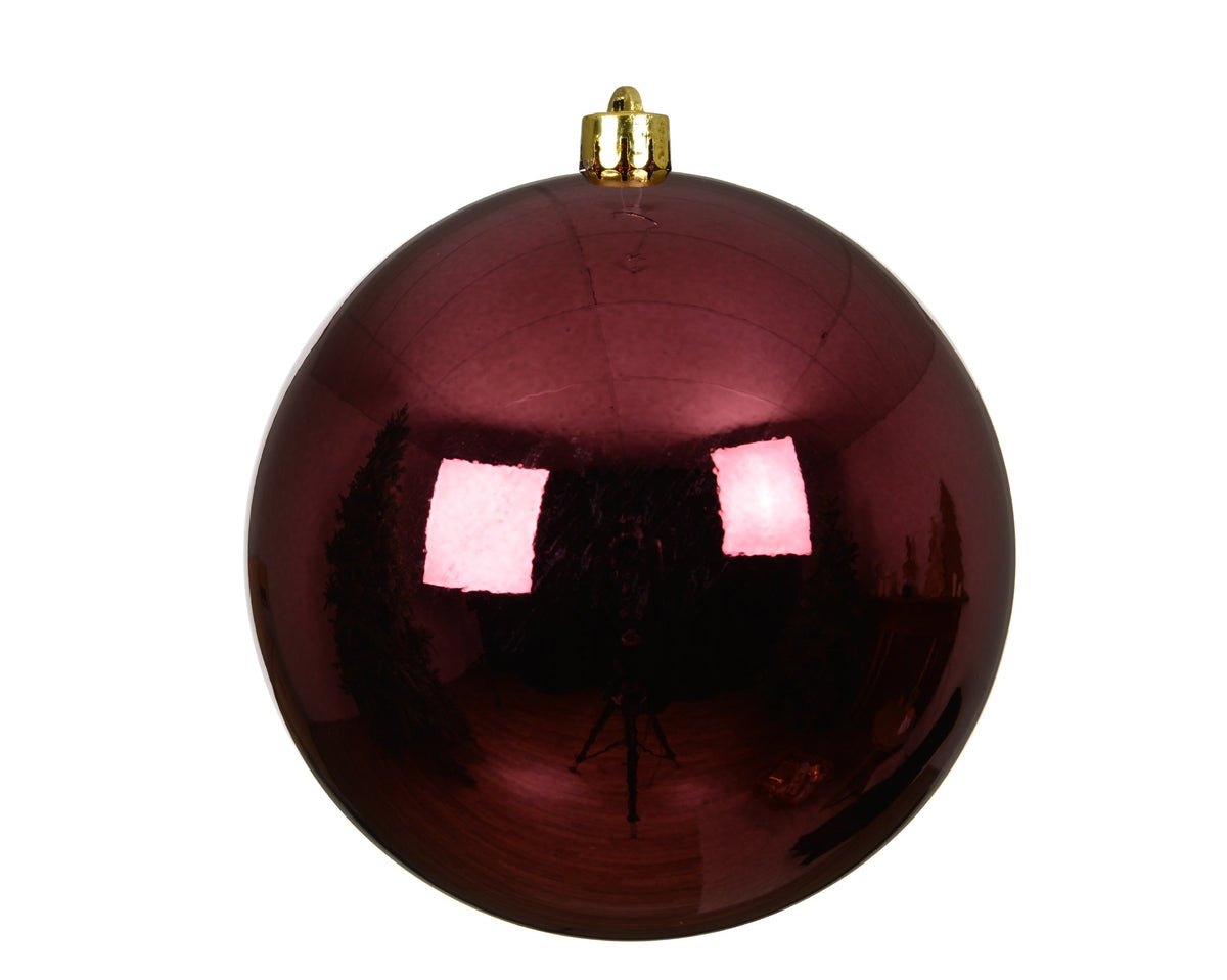 kerstballen polystyreen shiny donker roze d.14cm