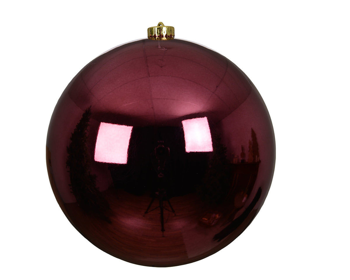 kerstballen polystyreen shiny donker roze d.20cm