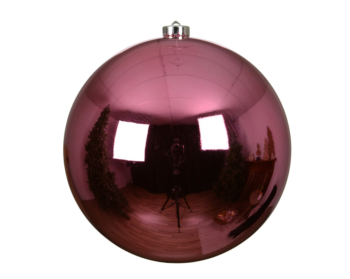 kerstballen polystyreen shiny bloesem roze d.20cm