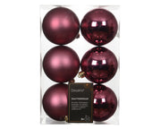 kerstballen polystyreen shiny - matt mix donker roze d.8cm koker a 6 stuks
