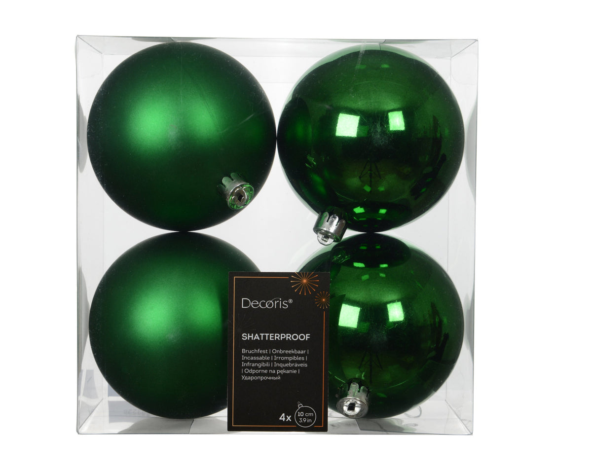 kerstballen polystyreen shiny - matt mix jolly groen d.10cm koker a 4 stuks
