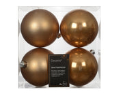 kerstballen polystyreen enamel - matt mix karamel bruin d.10cm koker a 4 stuks