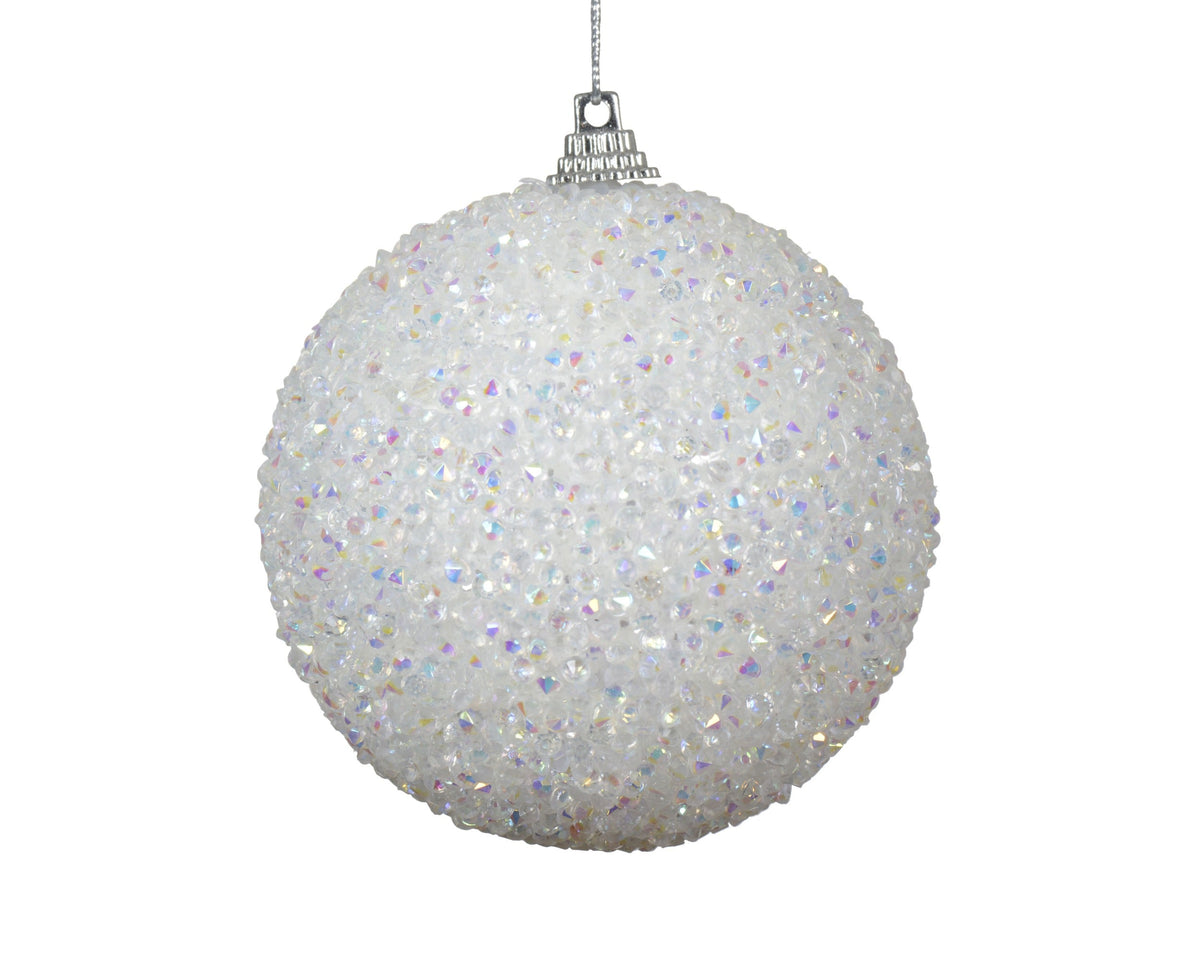 kerstbal foam sequins winterwit d.8cm