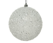 kerstbal kunststof ice finish glitter winterwit transparant d.10cm x l.10cm