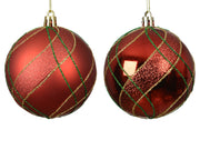 bal op draad pp shiny - matt bauble polystyrene 2ass kerstrood d.8cm