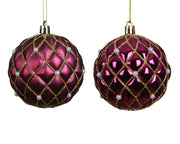 bal op draad pp matt-shiny bauble polystyrene 2ass donker roze d.8cm