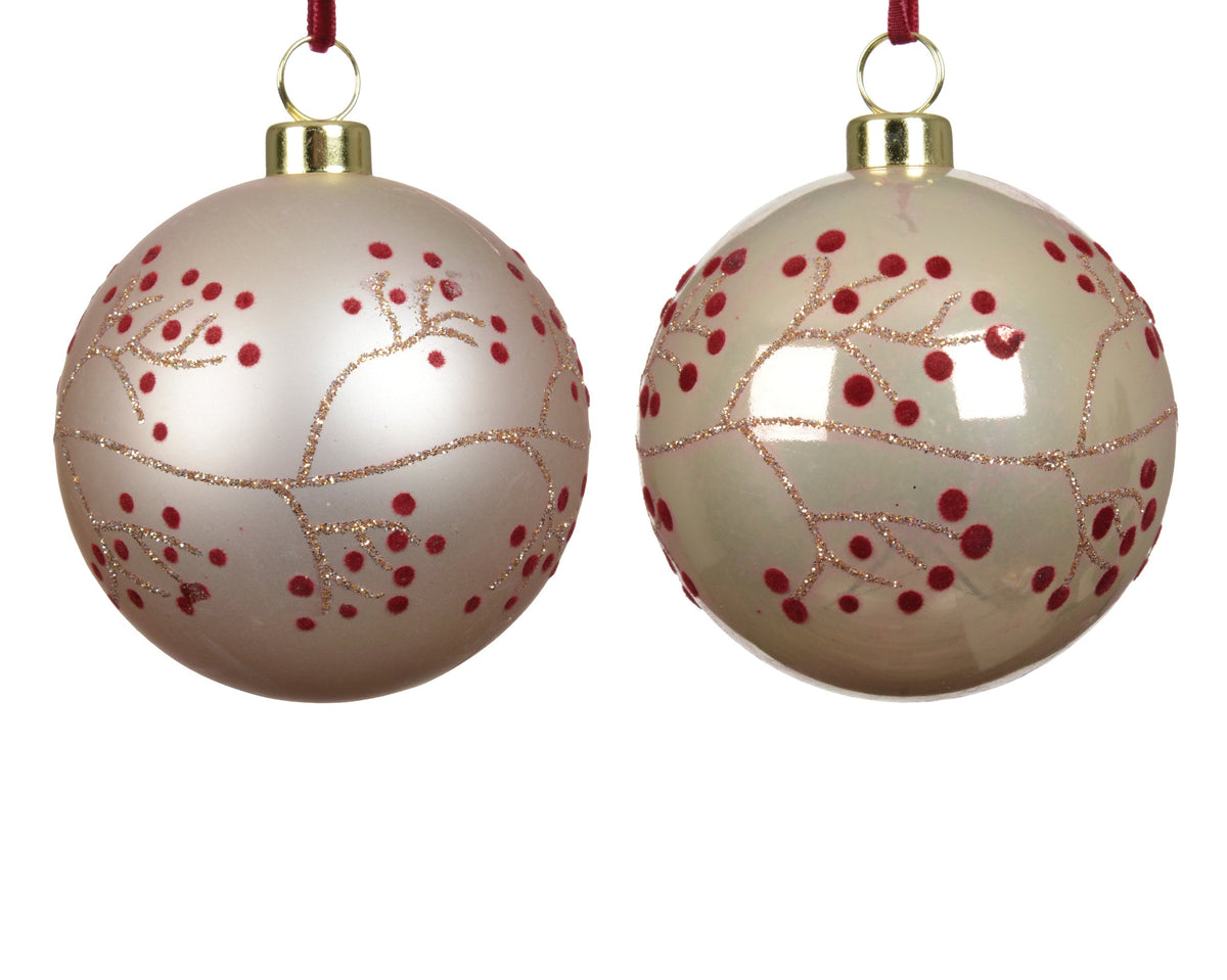 kerstballen polystyreen pearl - matt berry spray 2ass parel d.8cm