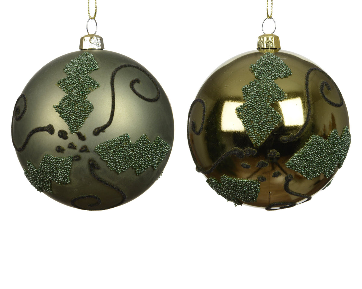 kerstballen polystyreen shiny - matt velvet,baeds 2ass rosemarijn d.8cm