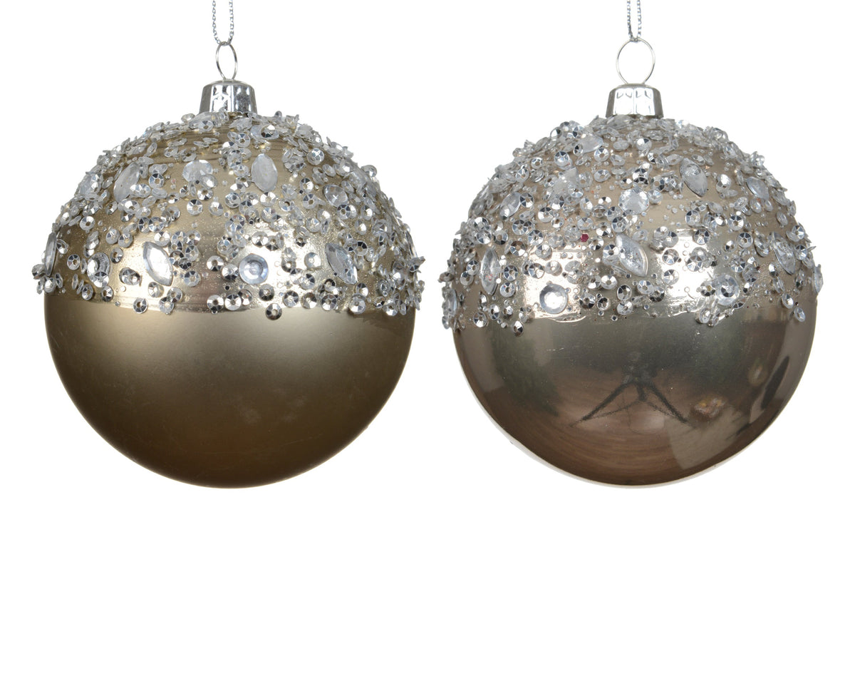 kerstballen polystyreen shiny - matt diamond 2ass smokey parel d.8cm