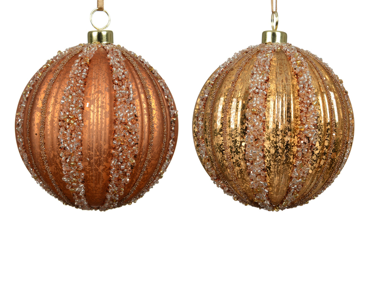 kerstballen polystyreen antique finish 2ass brandy d.10cm